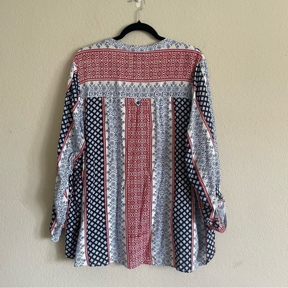 New Direction woman’s Red, white, and blue Blouse 2X peasant casual gma core - Picture 9 of 9